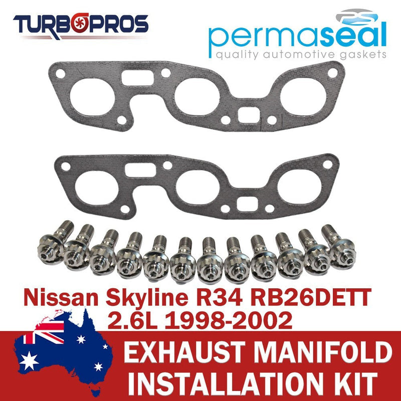 Nissan Skyline R34 2.6L Permaseal Exhaust Manifold Titanium Stud&Gasket Kit