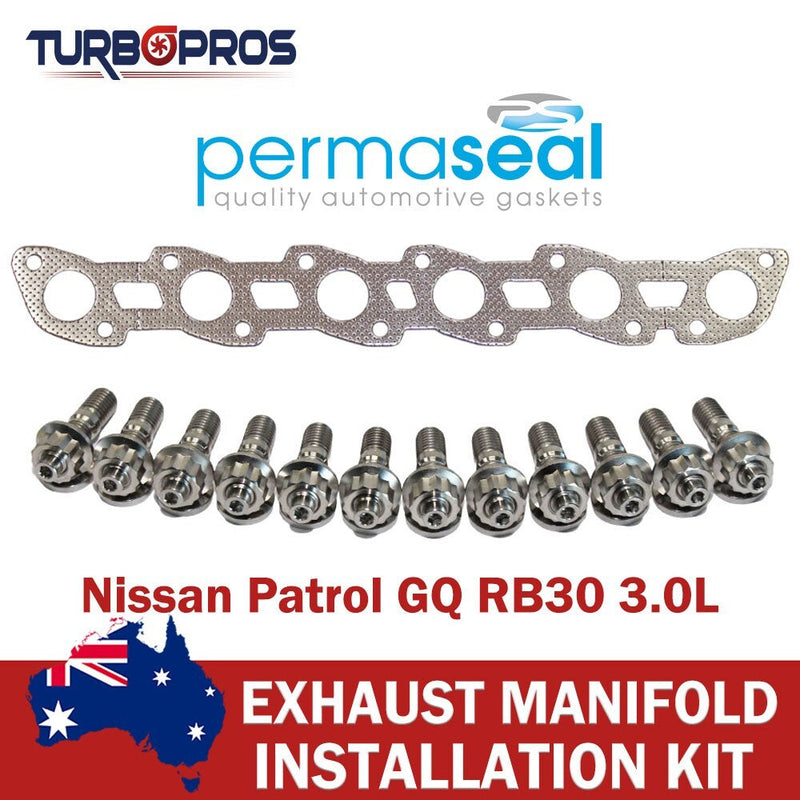 Nissan Patrol GQ 3.0L Permaseal Exhaust Manifold Titanium Stud&Gasket Kit