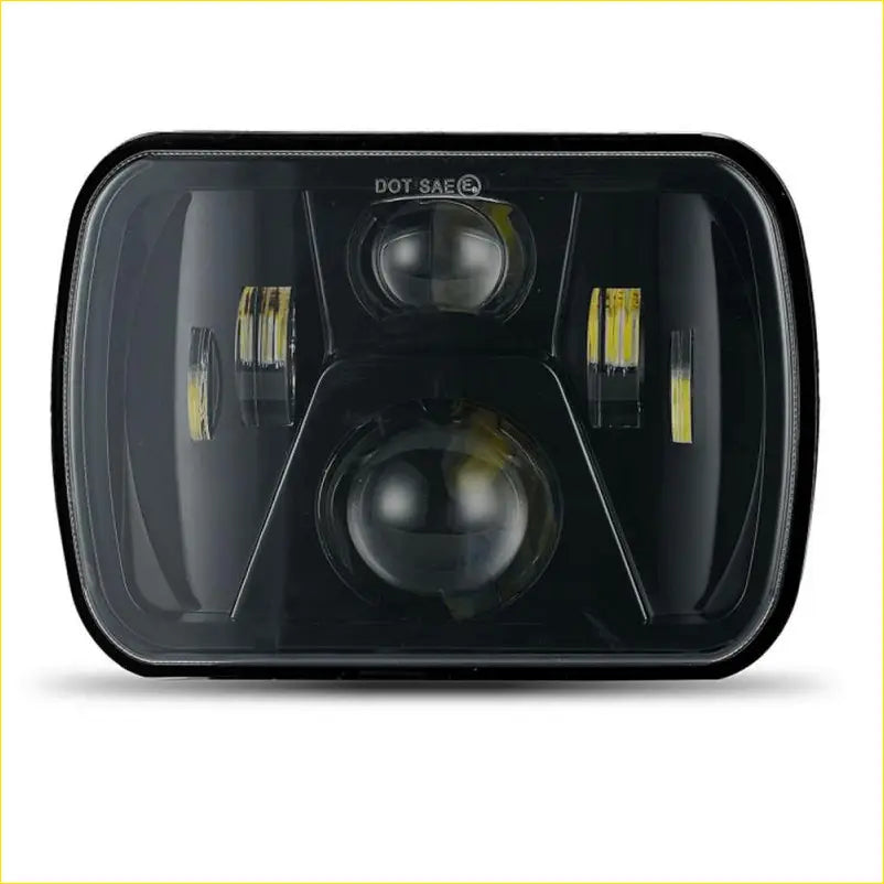 Black rectangular led headlights with two circular lenses and yellow light bars for 70 Prado 1990-1996 x2