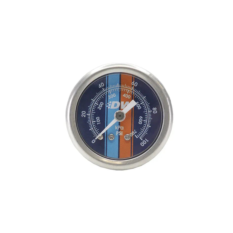 Deatschwerks Mechanical Fuel Pressure Gauge 1/8 NPT 0-100 PSI 15 in Diameter Blue Face