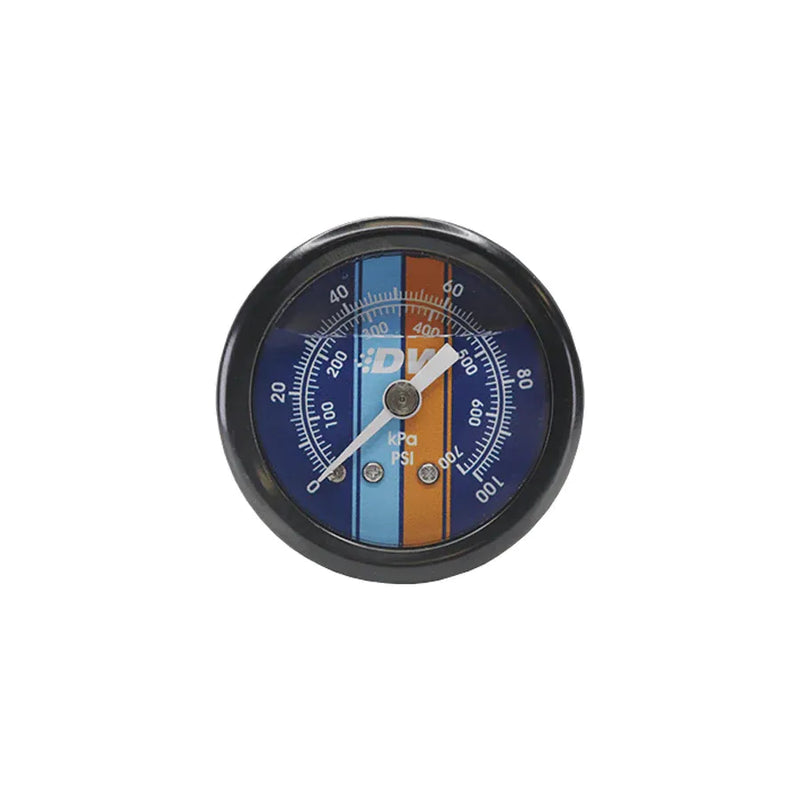 Deatschwerks Mechanical Fuel Pressure Gauge 1/8 NPT 0-100 PSI 15 in Diameter Blue Face - Black