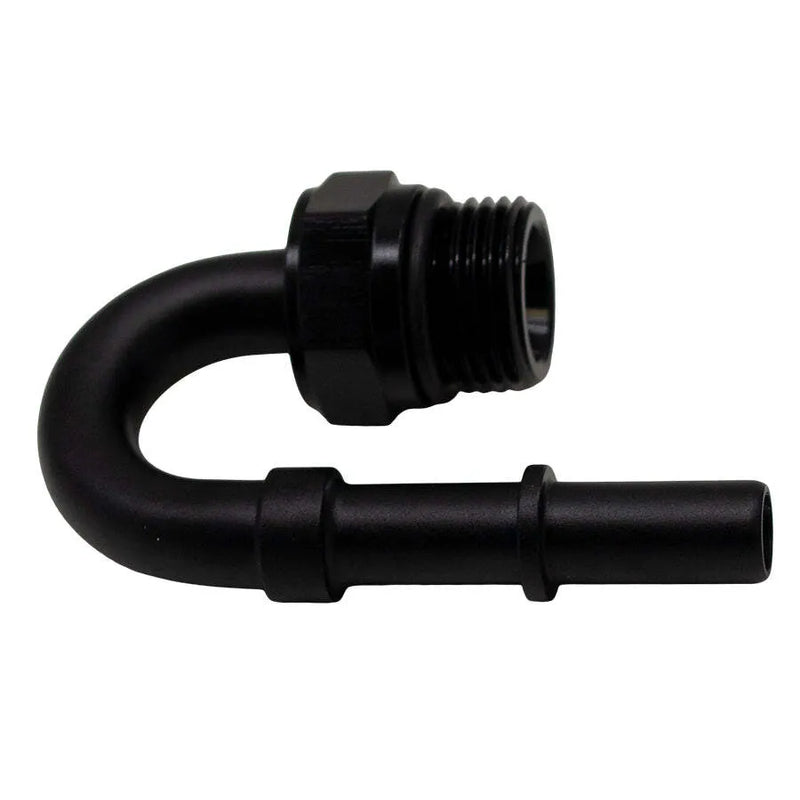 Deatschwerks 8AN to 3/8 EFI Quick Connect Adapter 180-Degree Anodized Matte Black
