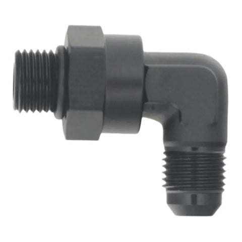 Deatschwerks 6AN ORB Male Swivel to 90-Degree 6AN Male Flare Anodized - Black