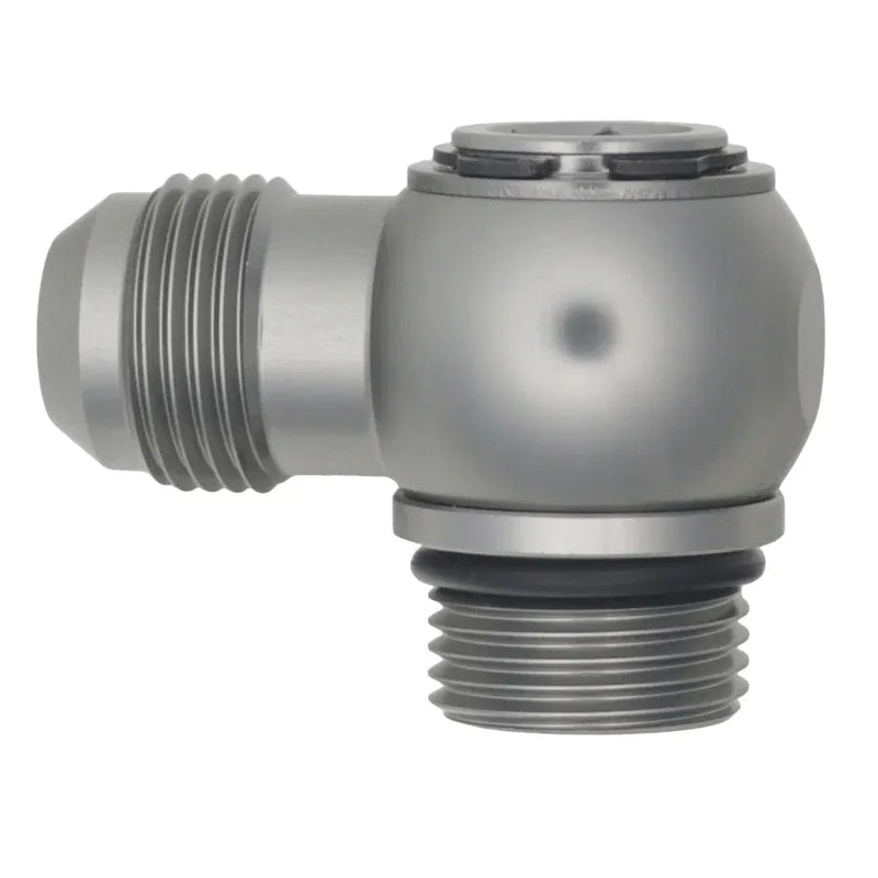 Deatschwerks 10AN ORB Male to 10AN Male Flare Low Profile 90-Degree Swivel Anodized