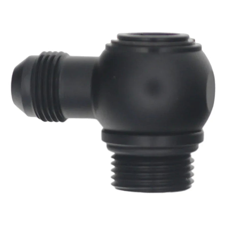 Deatschwerks 10AN ORB Male to 8AN Male Flare Low Profile 90-Degree Swivel Anodized - Black