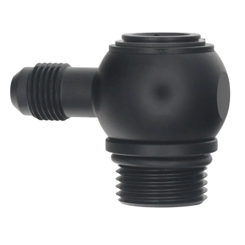 Deatschwerks 10AN ORB Male to 6AN Male Flare Low Profile 90-Degree Swivel Anodized - Black