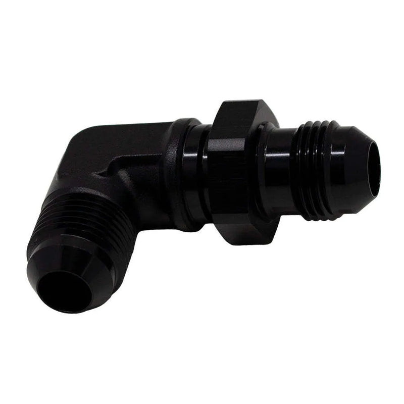 Deatschwerks 8AN to 8AN Bulkhead Adapter 90-Degree Anodized Matte Black