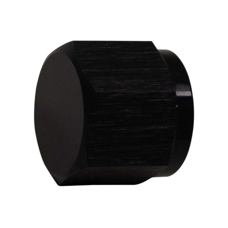 Deatschwerks 6AN Female Flare Cap Anodized Matte Black
