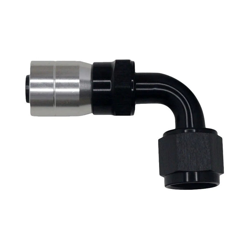 Deatschwerks 8AN Female Swivel 90-Degree Crimping Style Hose End CPE Anodized Matte Black