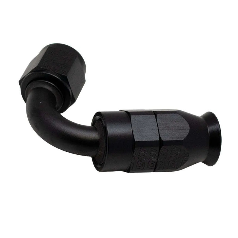 Deatschwerks 6 AN Female Flare Swivel 120-Degree Hose End PTFE Anodized Matte Black
