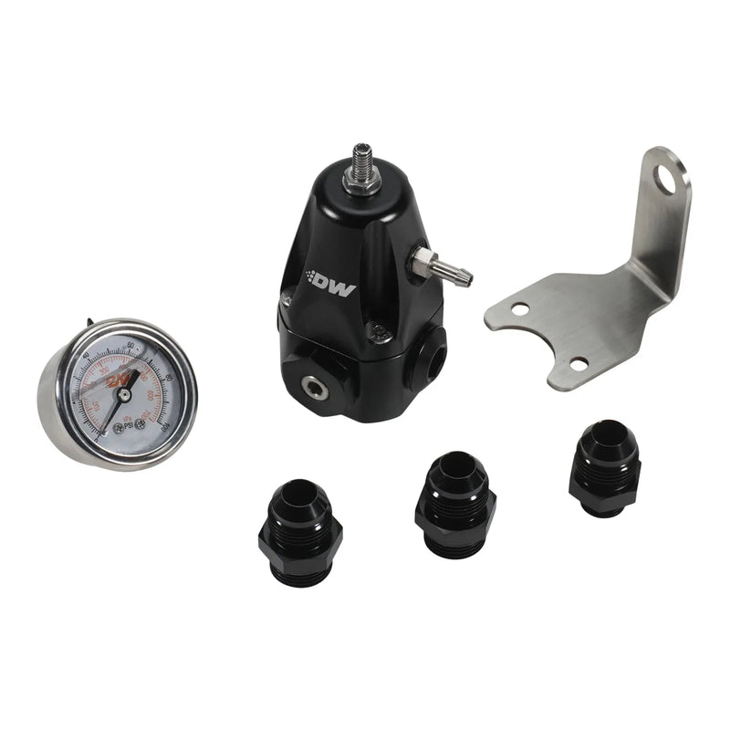 Deatschwerks DWR1000 Adjustable fuel pressure regulator + pressure gauge + (2) 8AN feed & (1) 8AN return fittings...