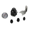 Deatschwerks DWR1000c Adjustable fuel pressure regulator + pressure gauge + (2) 8AN feed & (1) 6AN return fittings, anodized black. Universal fitment