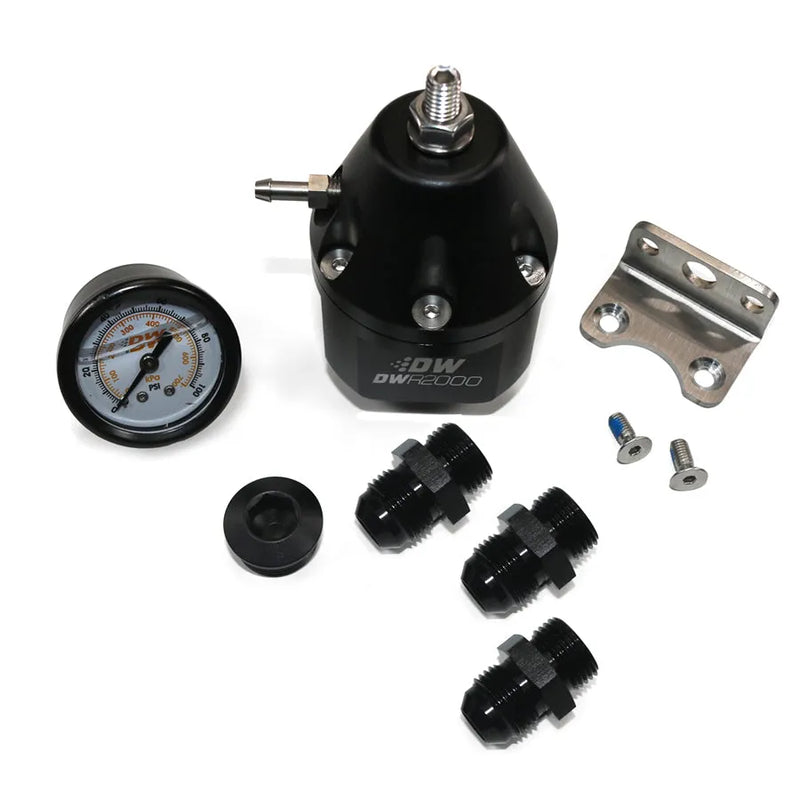 Deatschwerks DWR2000 Adjustable fuel pressure regulator + pressure gauge + (2) 10AN feed & (1) 8AN return fittings...