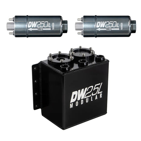 Deatschwerks 2.5L Surge Tank w/ 2 x 250iL In-Line Fuel Pumps