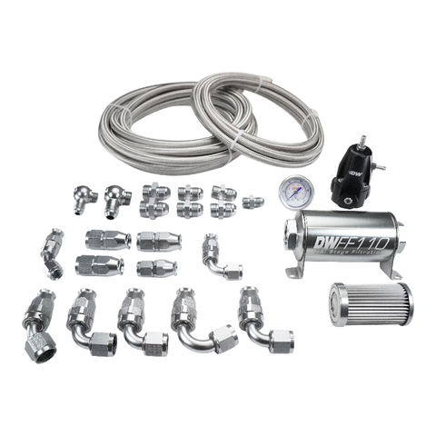 Deatschwerks X2 Series Pump Hanger -8AN feed with -6AN return PTFE Plumbing Kit (Civic 92-00) — fits Honda Integra Dc5