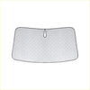 Silver quilted 6-layer car sunshade with reflective surface and black trim for nissan x-trail t33 windscreen