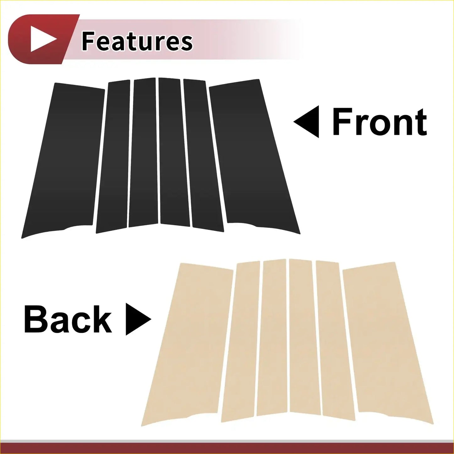 Black and beige car door pillar window trim strips for front and back windows fit toyota sienta 2016-2022