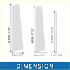 Three gray rectangular chrome door pillar window trim panels with size labels in cm and inches for toyota fortuner