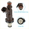 Brown plastic fuel injector with orange o-ring and black base for toyota tacoma tundra 4runner 3.4l v6 engines