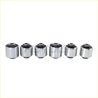 Set of six chrome metal suspension knuckle bushings with black rubber seals for jeep cherokee 2014 to 2018