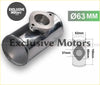 Shiny chrome 63mm 2.5 inch bov t tee pipe for rz rs with flanged mounting surface and precise dimensions