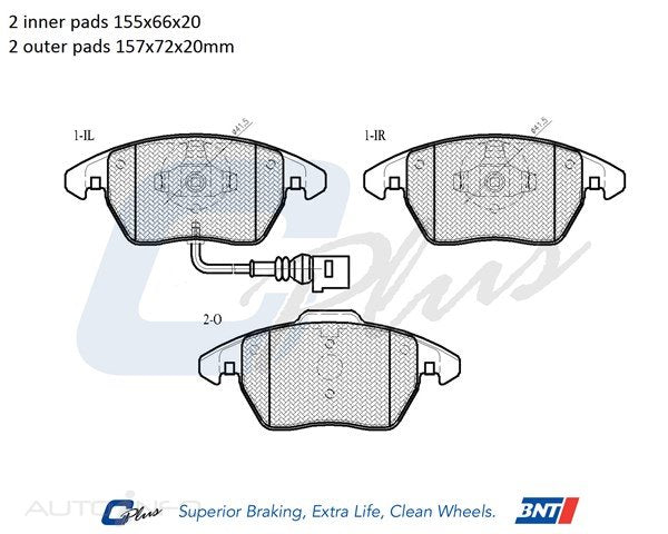 C-Plus Brake Pads Front Audi Citroen Peugeot Skoda - DB1849CP