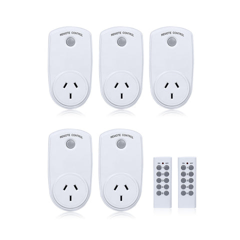 5 Packs Home Wireless Power Switch Mains Sockets & 2x Remote Controllers AU Plug — image 1