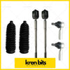 Black and silver inner rack tie rod end kit by kren bits for 05-15 toyota hilux 4wd shown from front side