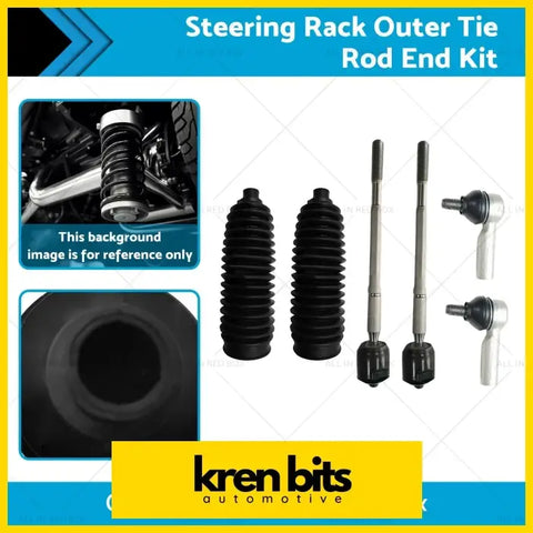 Black rubber-coated outer tie rod ends with metallic threaded shafts for 6pcs inner rack kit toyota hilux 05-15 4wd