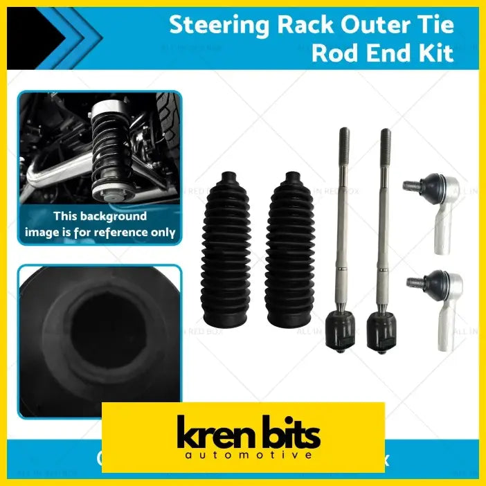 Black rubber-coated outer tie rod ends with metallic threaded shafts for 6pcs inner rack kit toyota hilux 05-15 4wd