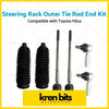 Black rubber-coated steering rack outer tie rod ends and silver metal inner assemblies for 05-15 toyota hilux 4wd kit