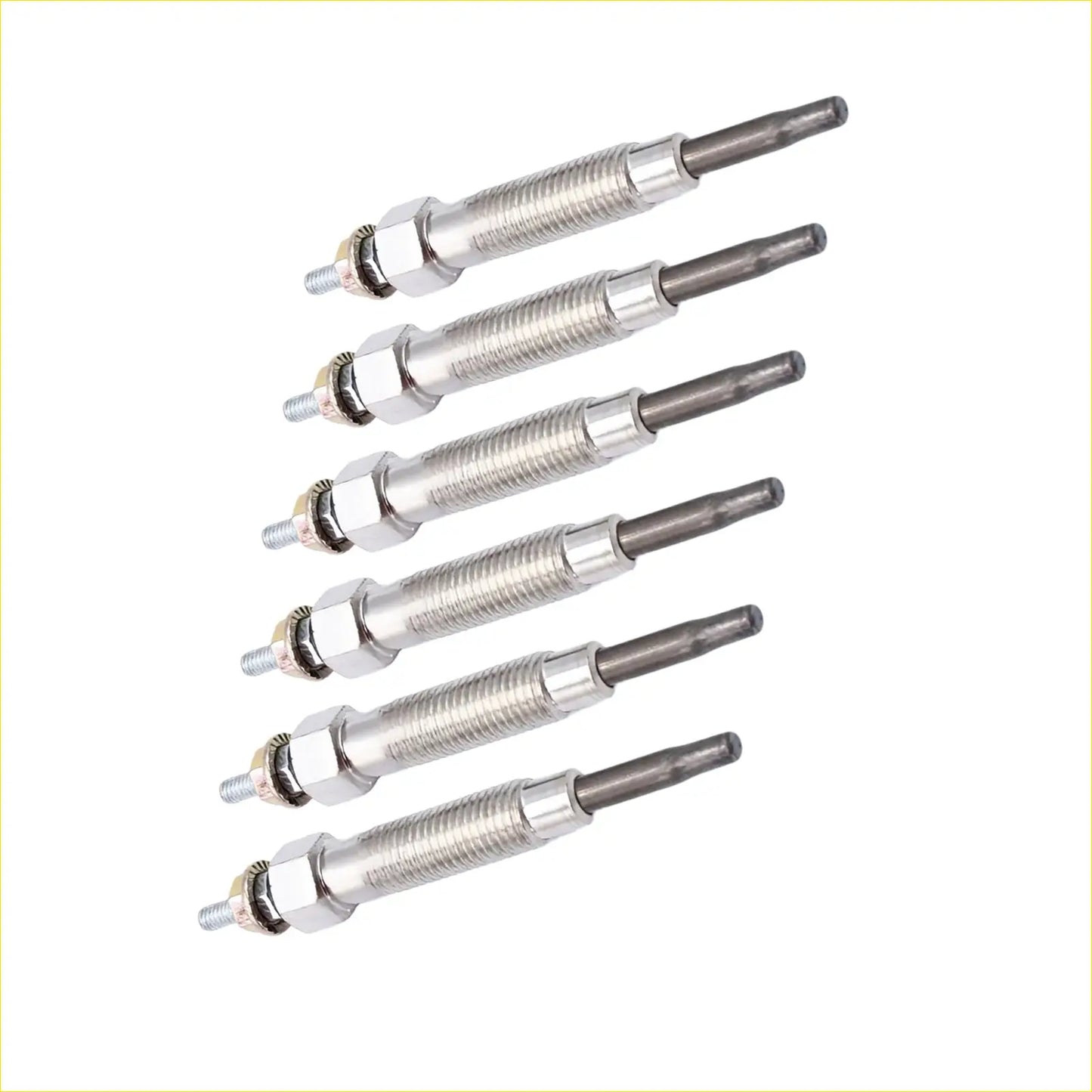 Six metallic glow plugs with threaded bodies and hex heads for nissan patrol gu y61 rd28ti 2.8l turbo diesel