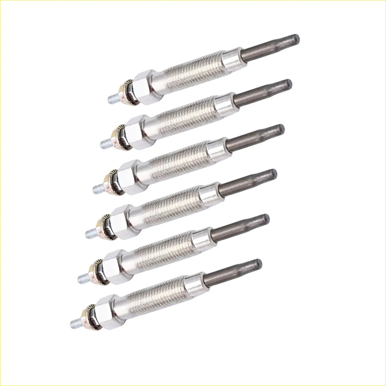 Six metallic glow plugs with threaded bodies and hex heads for nissan patrol gu y61 rd28ti 2.8l turbo diesel