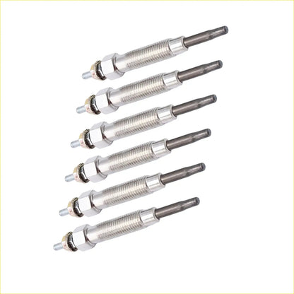 Six metallic glow plugs with threaded bodies and hex heads for nissan patrol gu y61 rd28ti 2.8l turbo diesel
