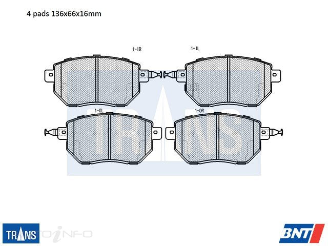 TRANS Brake Pads Transmission Front Nissan Max J31 04-On - DB1516TR