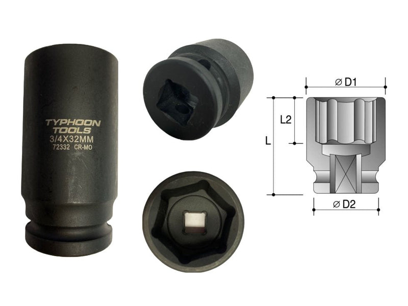 Typhoon Tools Impact Socket Deep 30Mm X 3/4Dr 72330