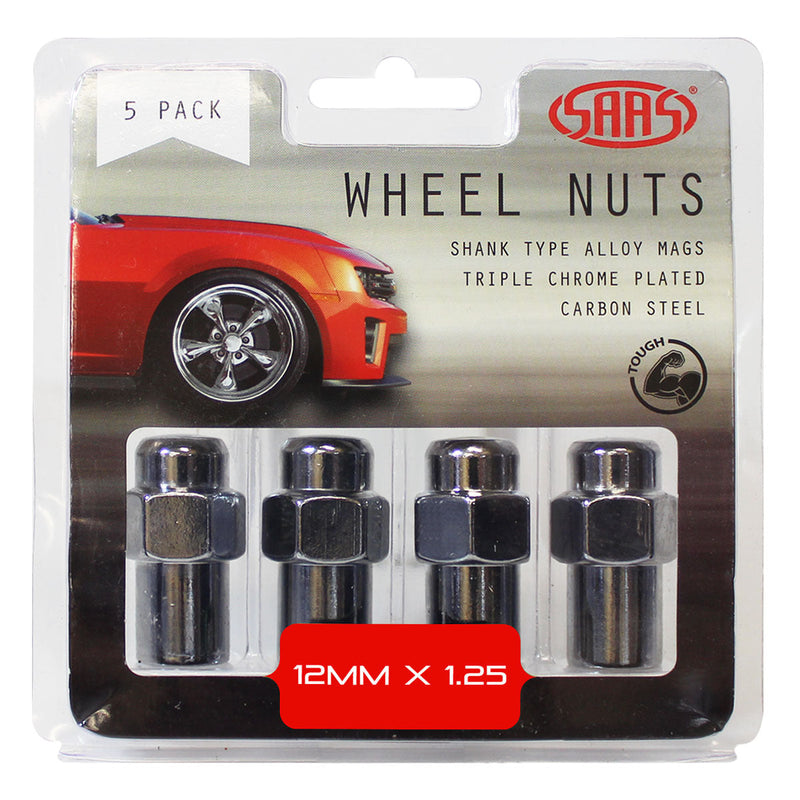 Saas Wheel Nuts Mag M12X1.25 Chrome 43Mm (5 Pack) 743455