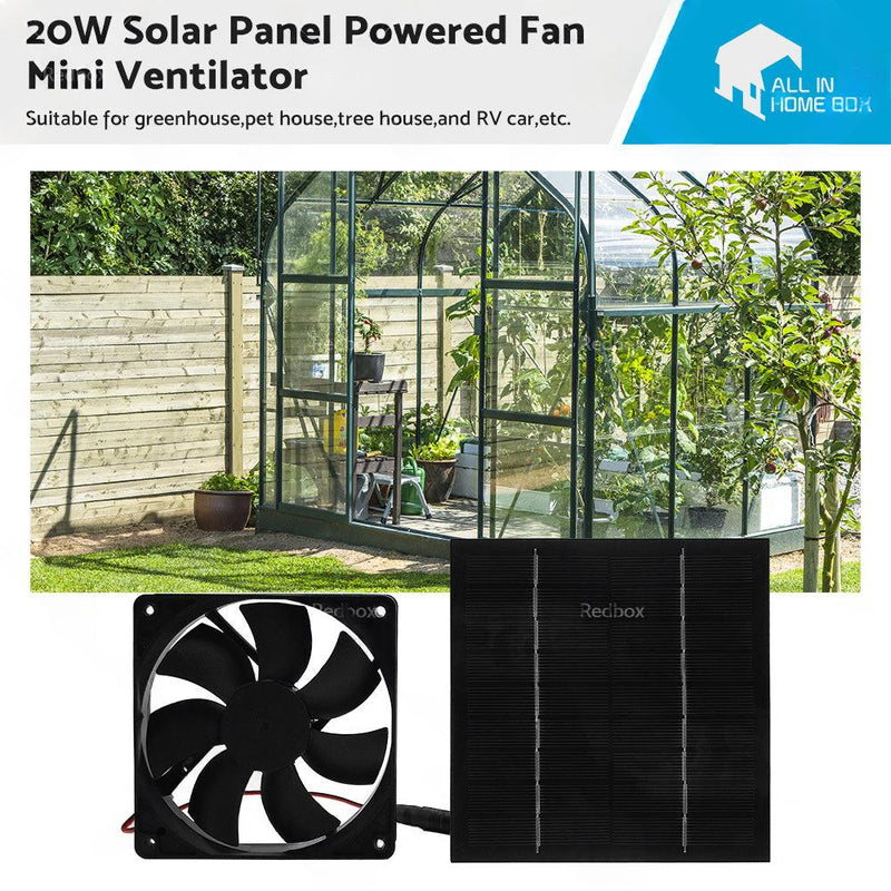 20W Solar Panel Powered Fan to suit Greenhouse Pet House Chicken Coop — image 1