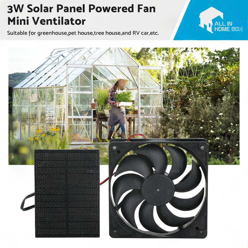 3W Solar Panel Powered Fan to suit Greenhouse Pet House — image 1