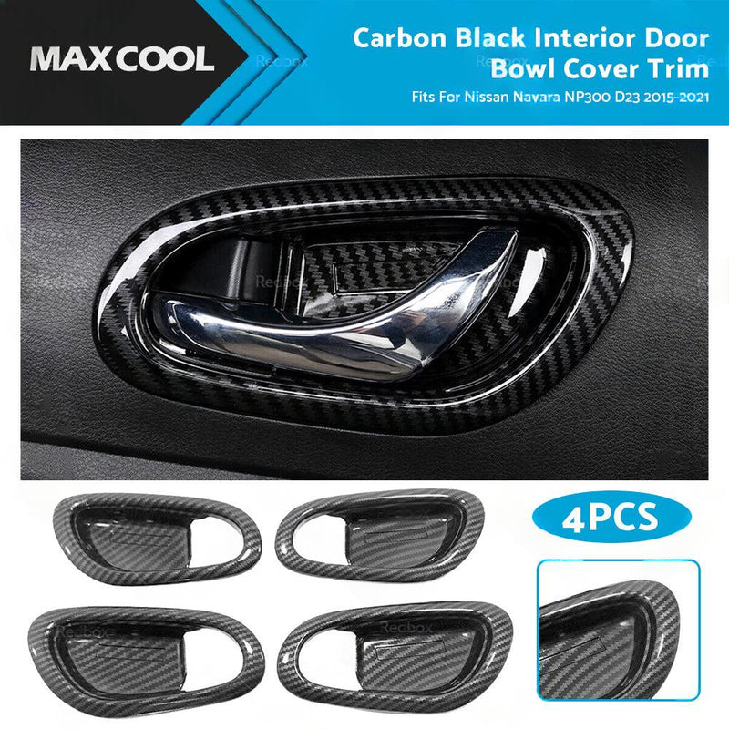 Carbon Black Interior Door Bowl Cover Trim to suit Nissan Navara NP300 2.5L — image 1