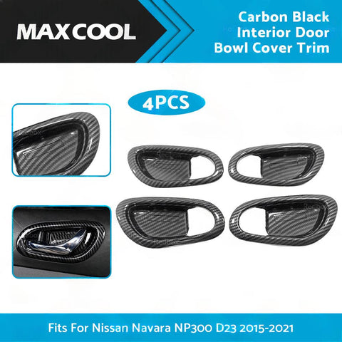 Carbon Black Interior Door Bowl Cover Trim to suit Nissan Navara NP300 2.5L — image 2
