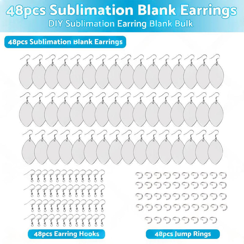 48PCS Sublimation Blank MDF Rugby Earrings Double-Sided with Hook and Jump Ring — image 1