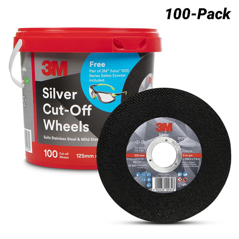 3M Cut-Off Wheels Bucket Silver 125x1x22.23mm 100 Pack