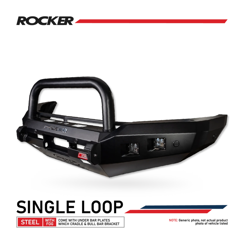 MCC Rocker 078-01SQSBL Single Sand Black Loop Bull Bar - Toyota LandCruiser 200 1998-2007