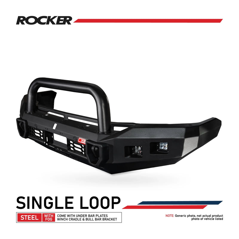 MCC Rocker 078-01SQSBL Single Sand Black Loop Bull Bar - Ford Everest 2022+