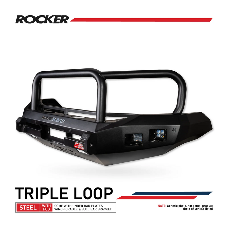 MCC Rocker 078-02SQ Triple Loop Bull Bar - Toyota Hilux Rogue 2020+