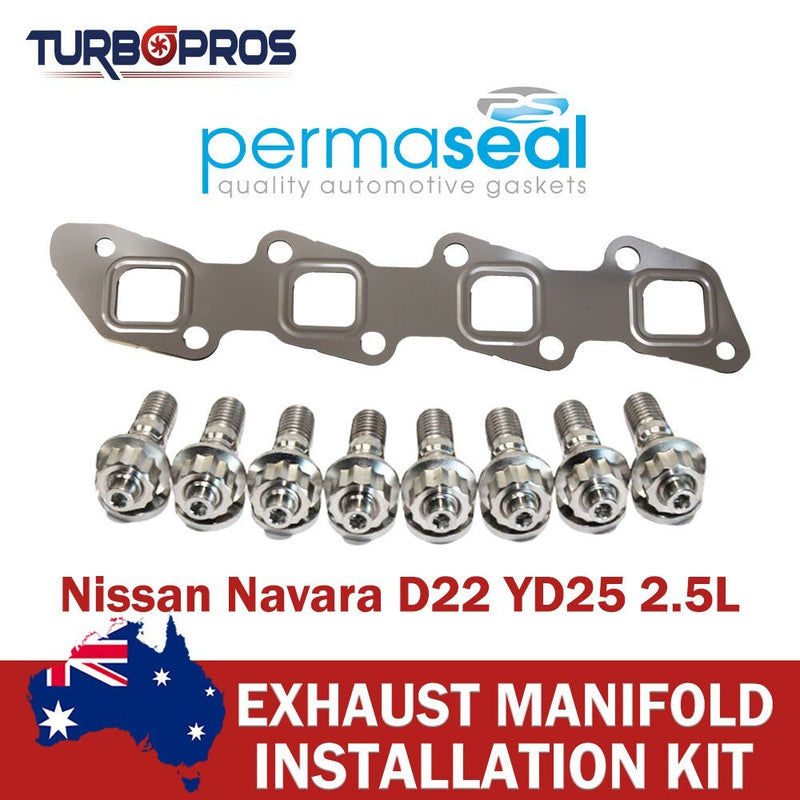 Navara D22 YD25 2.5L Permaseal Exhaust Manifold Titanium Stud&Gasket Kit