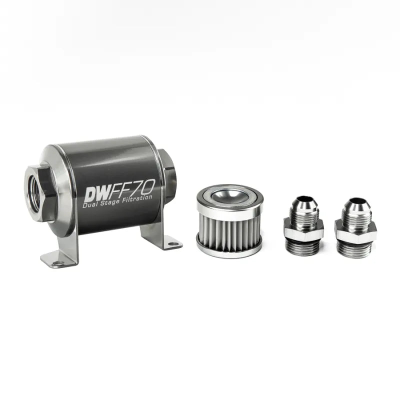 Deatschwerks In-Line Fuel Filter Element and Housing Kit Stainless Steel 5 Micron 70mm