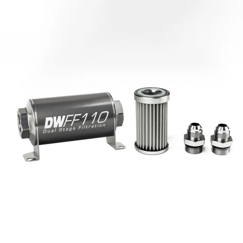 Deatschwerks In-Line Fuel Filter Element and Housing Kit Stainless Steel 5 Micron 110mm