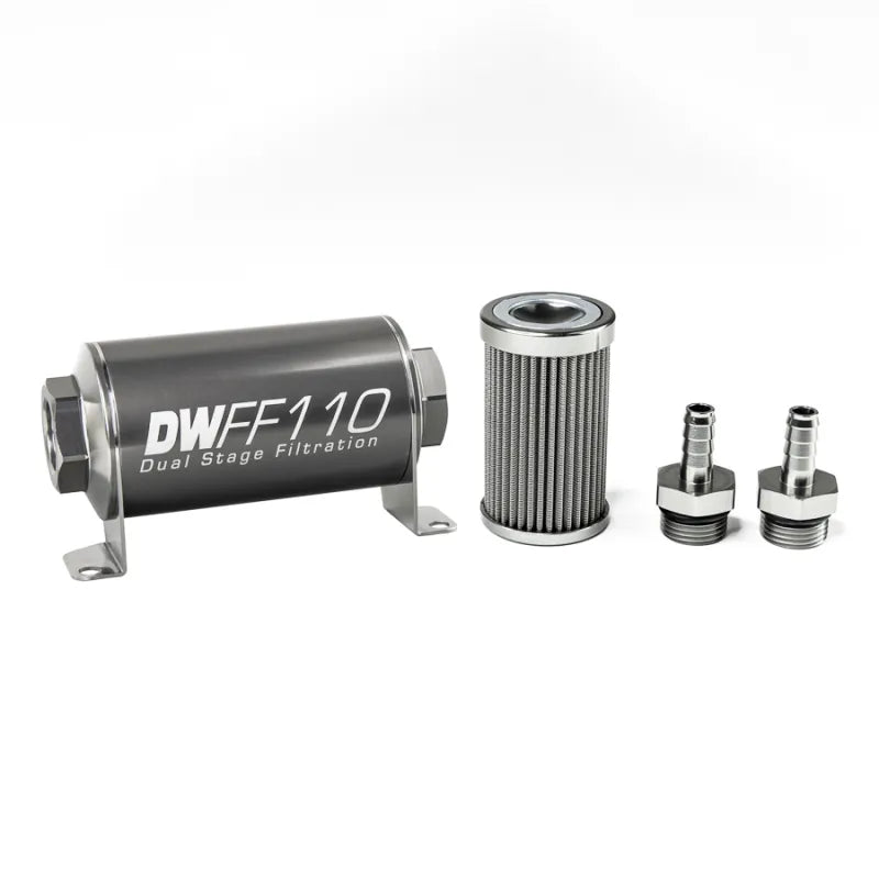 Deatschwerks In-Line Fuel Filter Element and Housing Kit Stainless Steel 100 Micron 110mm